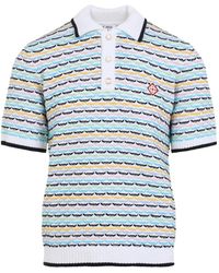 CASABLANCA - Logo-Patch Knit Polo Shirt - Lyst