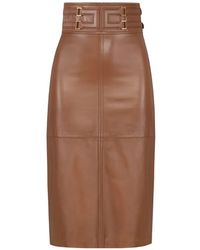 Elisabetta Franchi - Leather Midi Skirt - Lyst