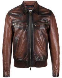 DSquared² - Faded-effect leather jacket - Lyst