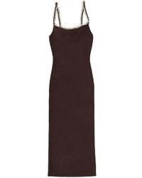 MICHAEL Michael Kors - Chain-Trim Ribbed Midi Dress - Lyst