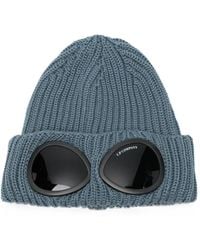 C.P. Company - Goggle-Detail Ribbed Beanie Hat - Lyst