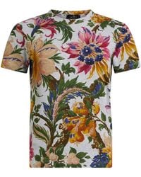 Etro - Cotton-Jersey T-Shirt With Floral-Motif - Lyst
