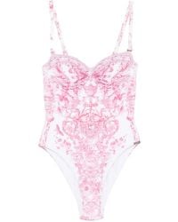 CAMILLA - Crystal-Embellished Floral-Print Swimsuit - Lyst