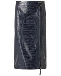 Pinko - Croc-Effect Zip-Fastening Midi Skirt - Lyst