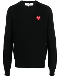 COMME DES GARÇONS PLAY - V-Neck Wool Jumper - Lyst