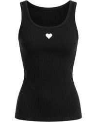 Cynthia Rowley - Heart-Patch Ribbed Tank Top - Lyst