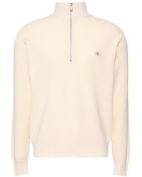 Calvin Klein - Logo-Patch Zip-Neck Sweater - Lyst
