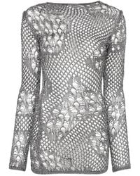 Dondup - Open-Knit Long-Sleeve Mini Dress - Lyst