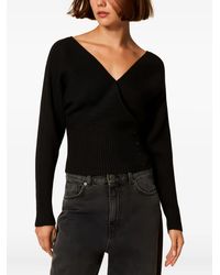 Twinset - Gerippter Pullover mit überkreuzten Trägern - Lyst