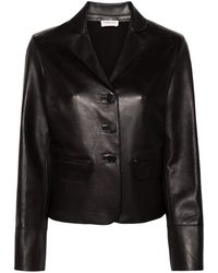 P.A.R.O.S.H. - Single-Breasted Cropped Leather Blazer - Lyst