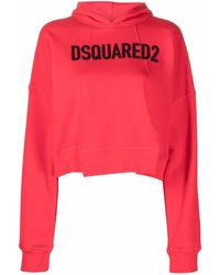DSquared² - Logo-print Cropped Hoodie - Lyst