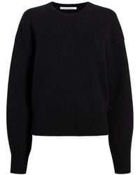 Another Tomorrow - Rundhals-Pullover Mit Tiefen Schultern - Lyst