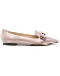 Jimmy Choo - Gala Pointed-toe Leather Ballet Flats - Lyst