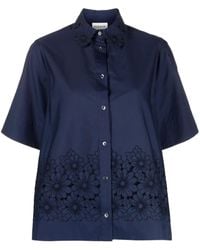 P.A.R.O.S.H. - Floral-Embroidered Short-Sleeve Shirt - Lyst