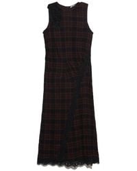 Bimba Y Lola - Dark Checked Midi Dress With Lace Details - Lyst