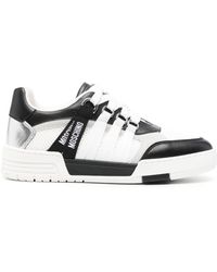 Moschino - Logo-tape Leather Sneakers - Lyst