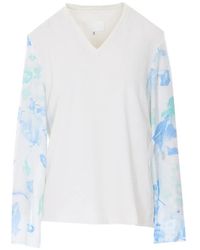 Maison Margiela - T-Shirt Fleuri À Col V - Lyst