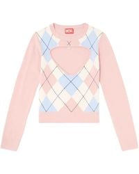 DIESEL - Romko Cut-Out Argyle-Pattern Sweater - Lyst