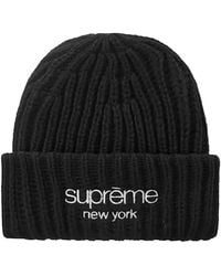 Supreme - Bonnet En Maille À Patch Logo - Lyst