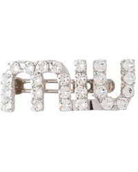 Miu Miu - Crystal-Embellished Logo Hair Clip - Lyst