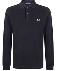 Fred Perry - Embroidered Long-Sleeve Polo Shirt - Lyst