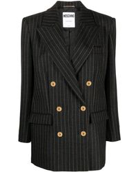 Moschino - Pinstripe Wool Double-breasted Blazer - Lyst