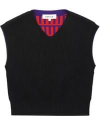Enfold - Ribbed-Knit V-Neck Vest - Lyst