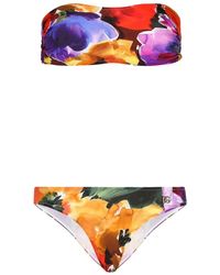 Dolce & Gabbana - Floral-print Bandeau Bikini Set - Lyst