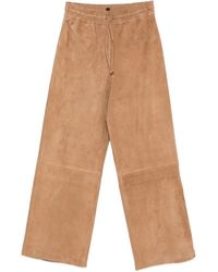 Arma - Leren Broek Met Elastische Tailleband - Lyst