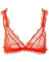 Love Stories - Lace-Trim Polka-Dot Bra - Lyst