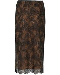 Semicouture - Camilla Sequin-Embellished Lace Midi Skirt - Lyst