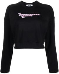 MSGM - Logo-Print Cropped Sweatshirt - Lyst