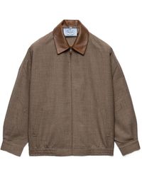 Prada - Houndstooth Wool Blouson Jacket - Lyst