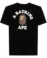 A Bathing Ape - College Logo-print Cotton T-shirt - Lyst