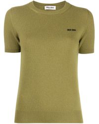 Miu Miu - Logo-Intarsia Cashmere Top - Lyst