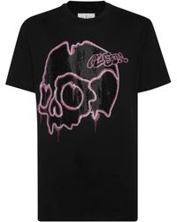 Philipp Plein - Dripping Skull Cotton T-Shirt - Lyst