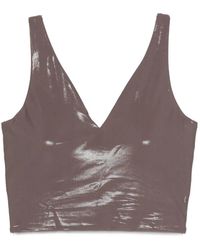 MACRON - O.N.E. Cropped V-Neck Top - Lyst