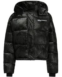 KARL LAGERFELD - Cropped Shiny Puffer Jacket - Lyst