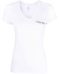 Armani Exchange - Logo-print V-neck T-shirt - Lyst