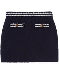 Miu Miu - Stripe-trim Knitted Cashmere Miniskirt - Lyst