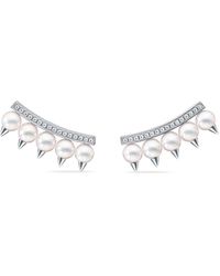 Tasaki - Boucles D'Oreilles Collection Line Danger Neo En Or Blanc 18Ct Pavées De Diamants - Lyst