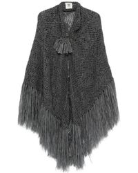 Chiara Is - Scialle Coperta Peonia Fringe-Trimmed Crochet Poncho - Lyst
