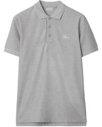 Burberry - Hellgrau Melange Besticktes Polohemd - Lyst