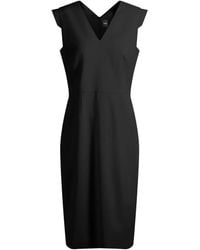 BOSS - V-Neck Cap-Sleeve Midi Dress - Lyst