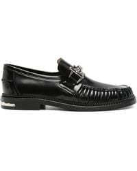 Toga Virilis - Embellished Pleated Leather Loafers - Lyst