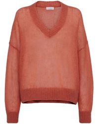 Brunello Cucinelli - V-Neck Open-Knit Jumper - Lyst