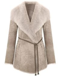 Bigardini - Lumina Shearling-Trim Belted Jacket - Lyst