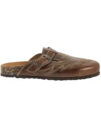 Mexicana - Mules Bahia Rust En Cuir À Broderies - Lyst