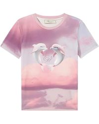 Blumarine - Dolphin Print Embroidered T-Shirt - Lyst