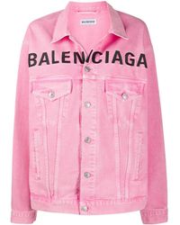Balenciaga - Embroidered Logo Denim Jacket - Lyst